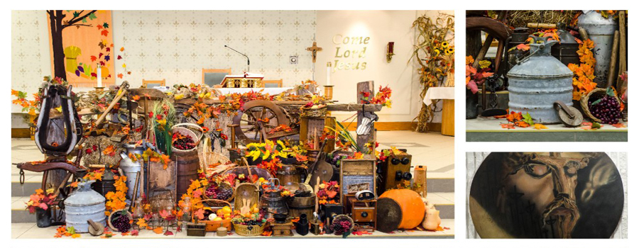 St. Bartholomew altar decorated for Thanksgiving