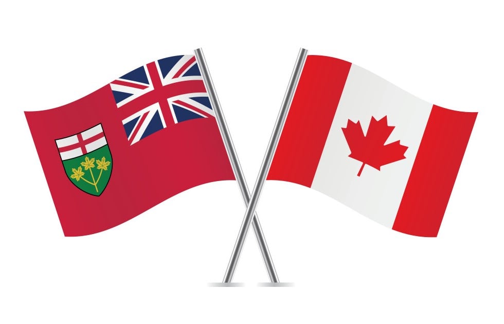 Ontario and Canadian flags