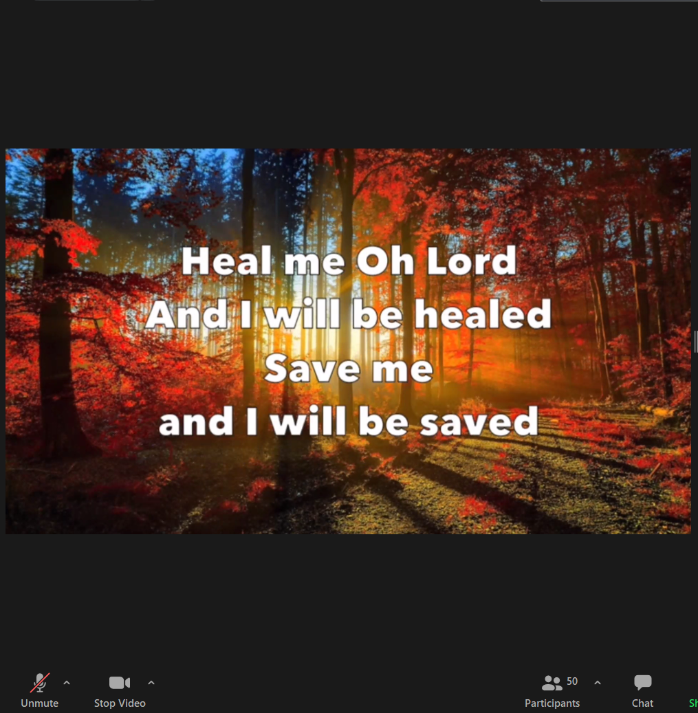 Screen shot of Zoom Healing Prayer Service
