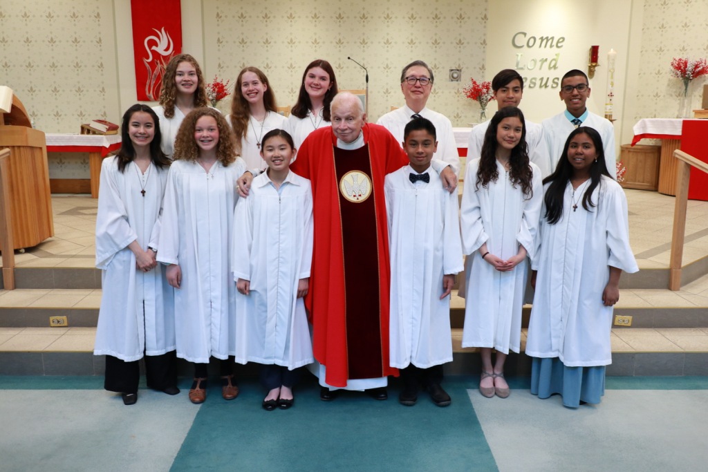 The students who were confirmed with Fr. Foley