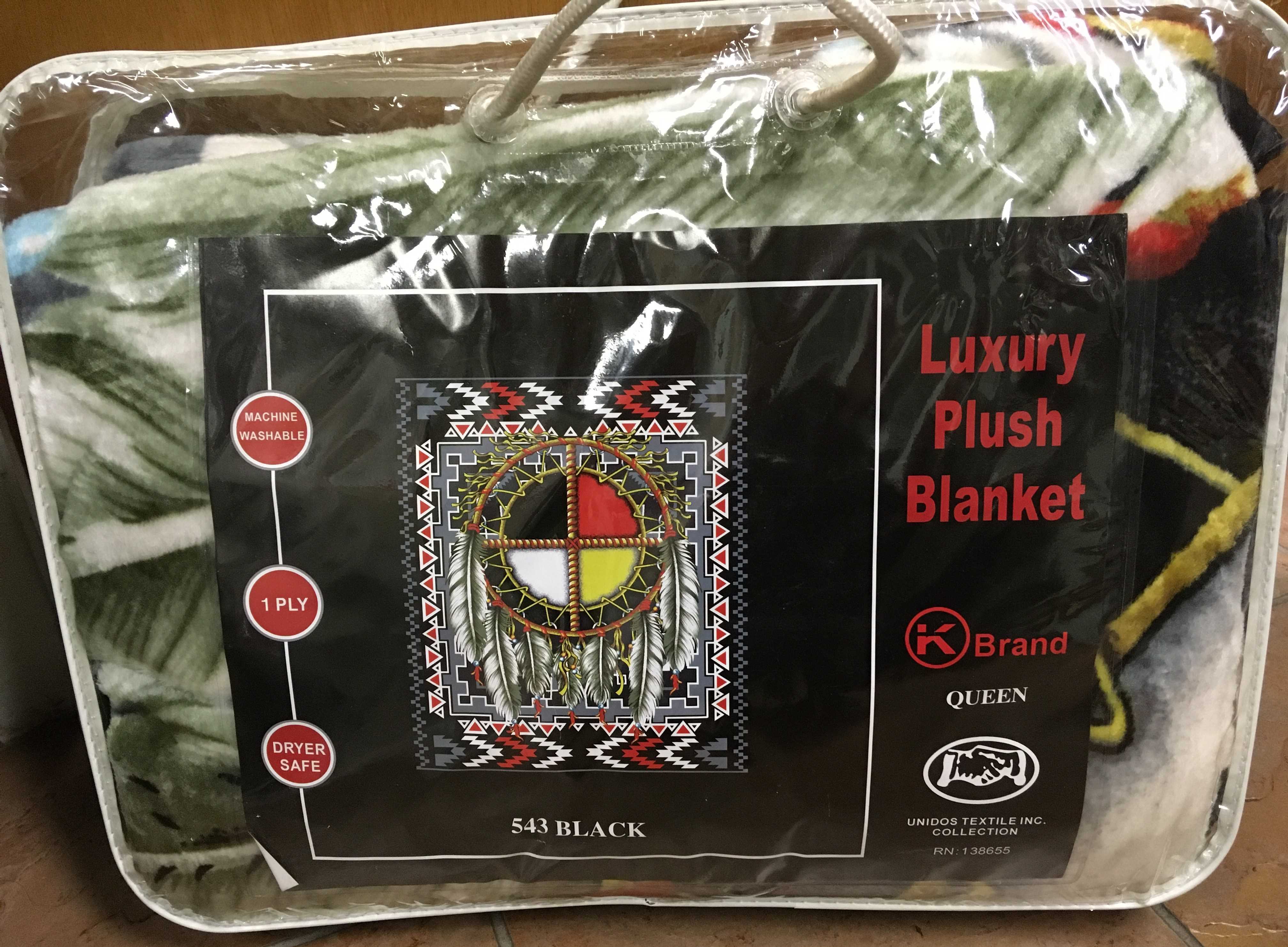 Plush blanket with Indigenous motif